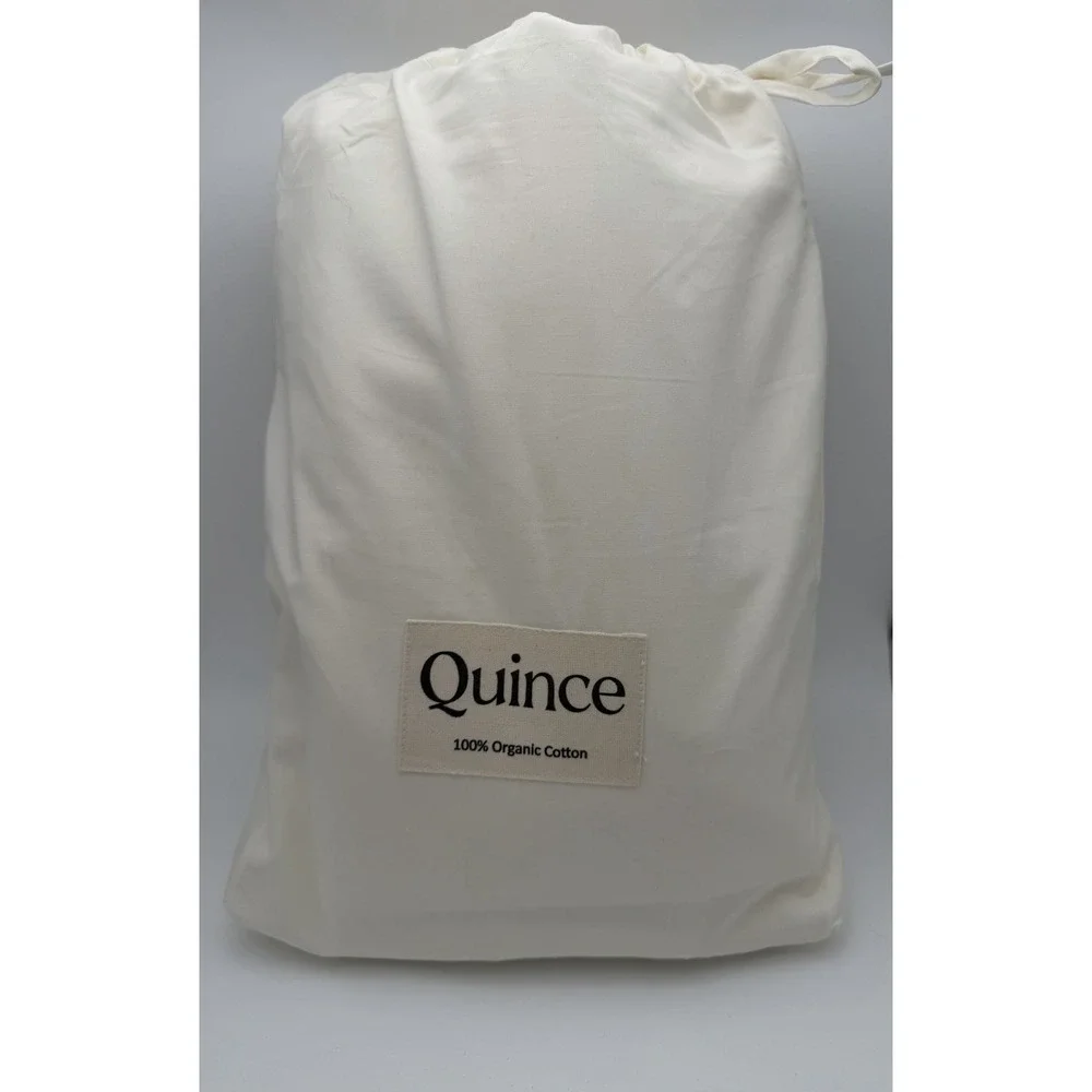 NWOT Quince 100% Organic Cotton Full/Queen Duvet Cover Set Ivory Shams Included